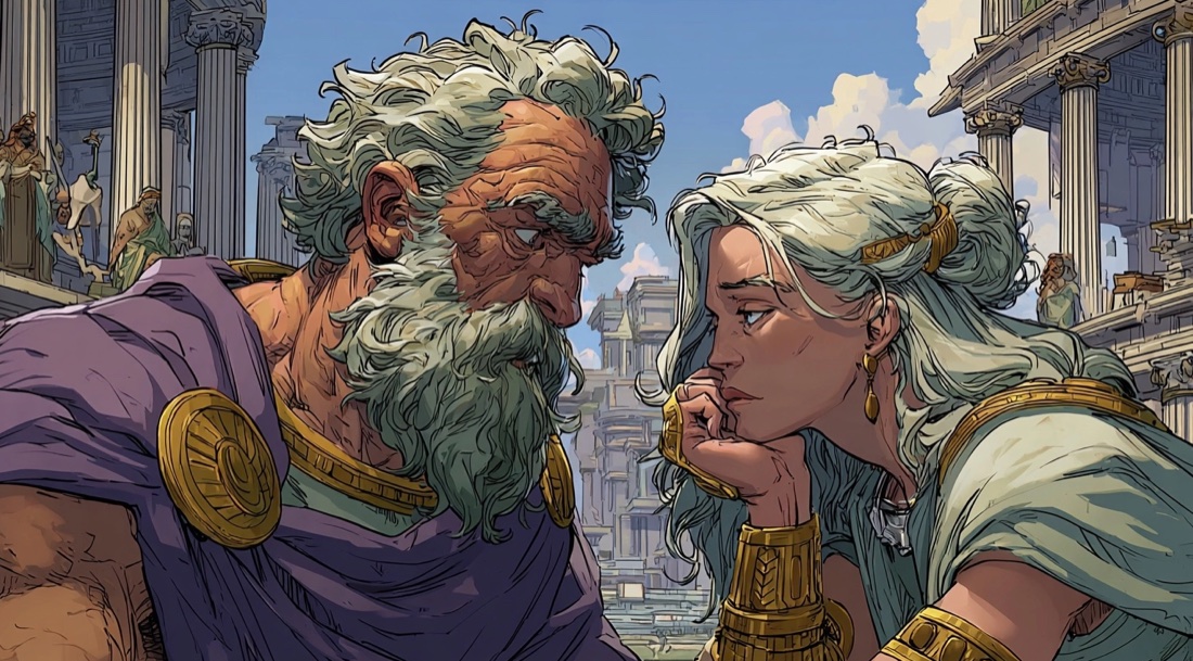 A page from Zeus's graphic-novel myth