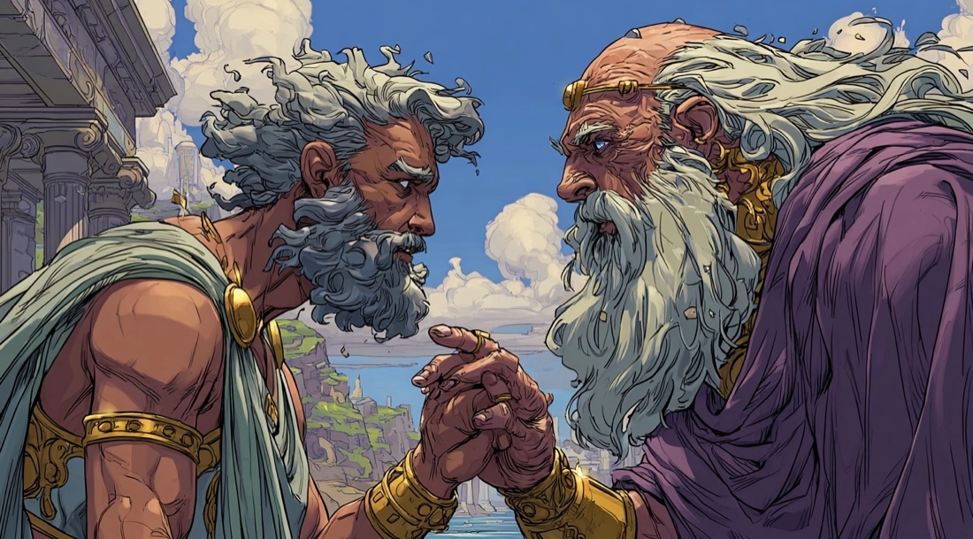 A page from Zeus's graphic-novel myth
