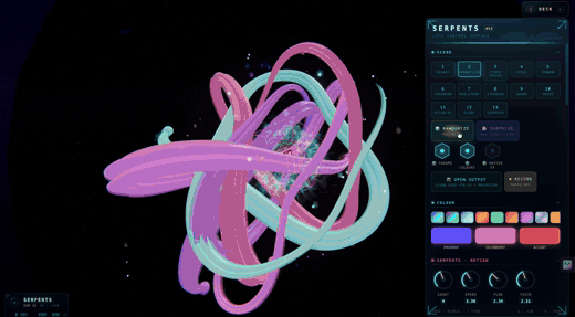 AETHER live — the Serpents scene with the performance deck open